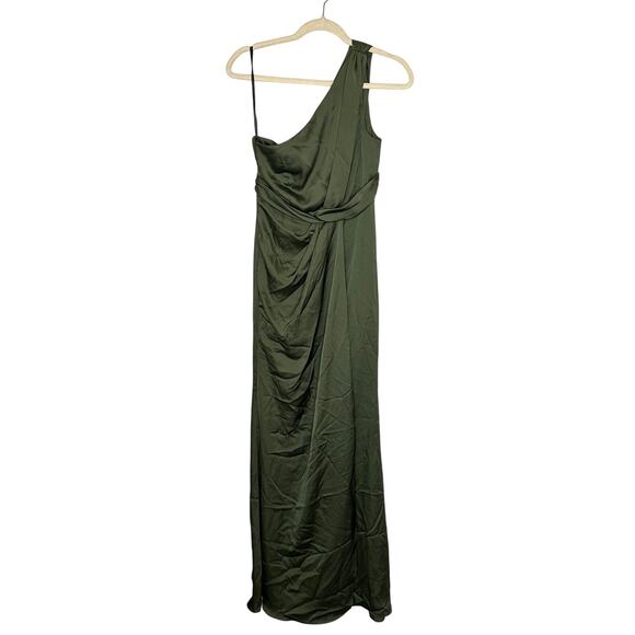 Dessy Collection NWT One-Shoulder Draped Twist Empire Waist Trumpet Dress  4 - Picture 3 of 8